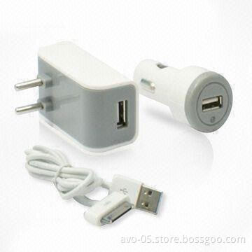 Three-in-one Car Charger, Ideal for Apple's iPhone and iPod